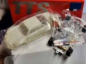 TTSK050 Renault Alpine White Kit. Complete car chassis assembled.